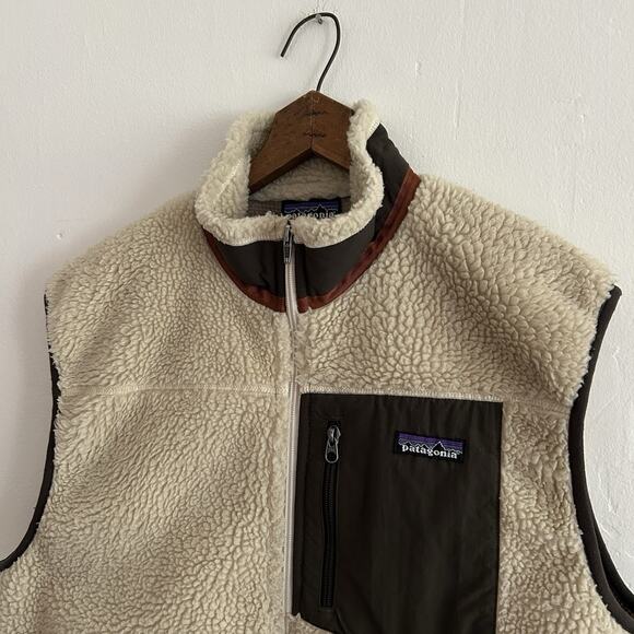 Patagonia Retro X Fleece Vest Tan Beige Brown Sherpa Size Large Deep Pile EUC - Picture 2 of 7
